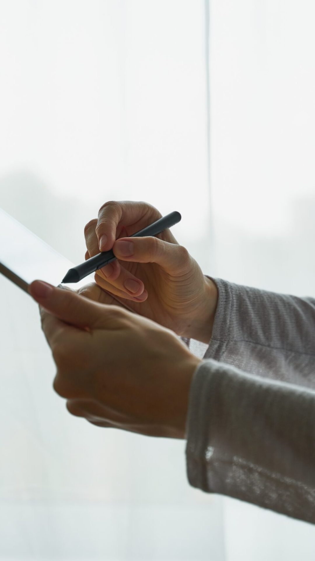 person signing the document on device, concept of e-signature, modern